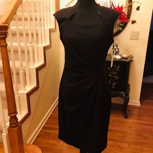 Classic Black Midi Dress - Sleek Cap Sleeve Design